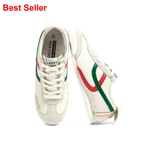 Retro Sneakers with Faux Leather and Cow Suede Upper, Lightweight for Walking